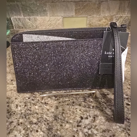 NWT Kate Spade Lucy Glitter Medium L-Zip Wristlet - Picture 4 of 8